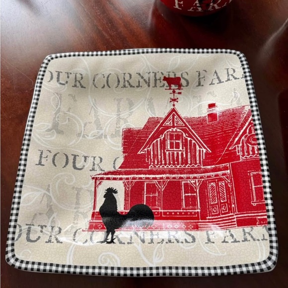 222 Fifth Red and Black Farmhouse Dinnerware Set